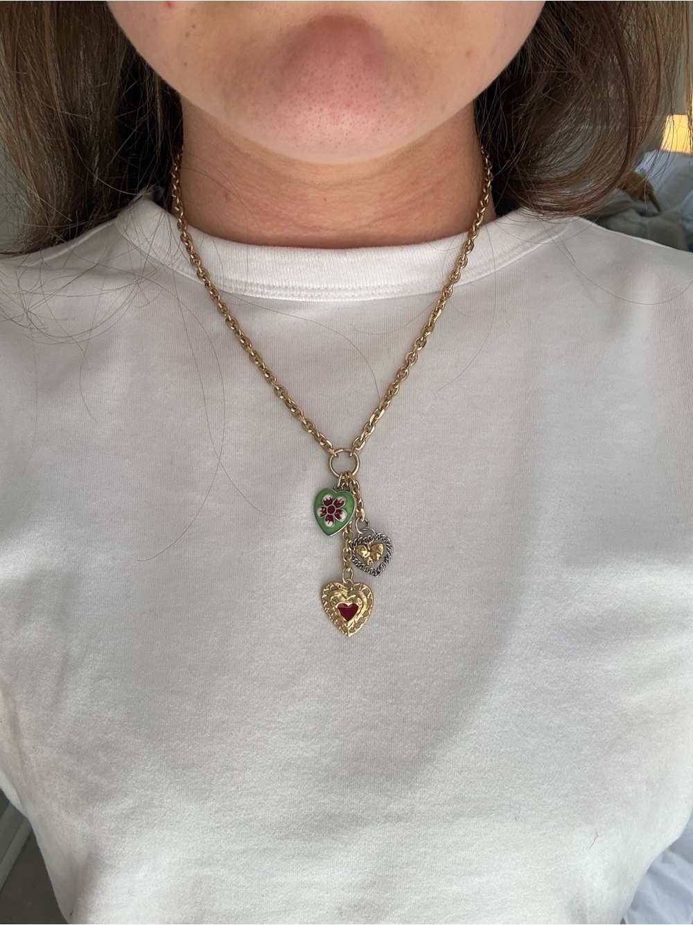 Free People Gold Heart Charm Pendant Necklace